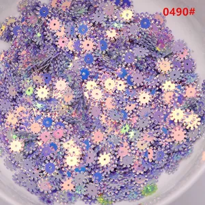 Lentejuelas holograficas moradas de engranaje accesorios de ropa DIY materiales a granel.