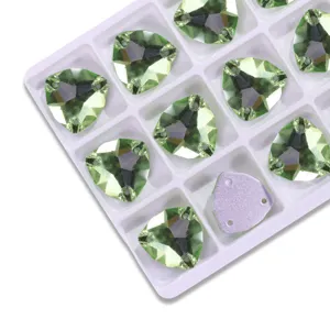 Green fat triangle flatback sewing rhinestones crystal glass buttons DIY clothing accessories
