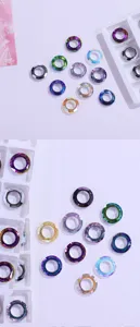 Colorful angel ring rhinestone details, iridescent hollow nail art glass DIY parts