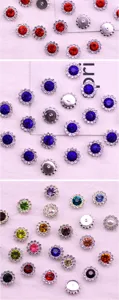 DIY rhinestone flower buttons, colorful crystal sewing gems for hair bows crafts 10-12mm