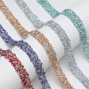 DIY Resin Rhinestone Strip Self Adhesive Crystal Diamond Ribbon Garment Accessories Craft Trim For Shoes Bags Decor