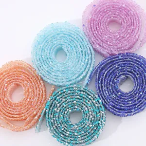 Resin rhinestone strip detail close-up, sparkling crystal diamond tape for DIY crafts.