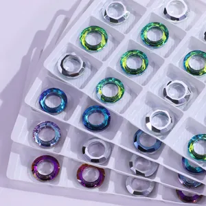 Round Angel Ring Iridescent Hollow Glass Rhinestone DIY Pendant Shoes And Clothing Accessories