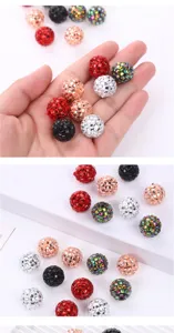 Cuentas de bola disco de estrás coloridas, cuentas espaciadoras de arcilla para joyería DIY