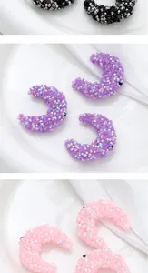 Crescent rhinestone DIY jewelry accessories pendant for bag chain and handmade crafts