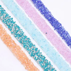 Self-adhesive resin rhinestone crystal strips for DIY garment crafts and bags decor.