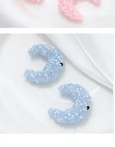 Resin rhinestone crescent moon DIY charms for handmade bag chain jewelry accessories.