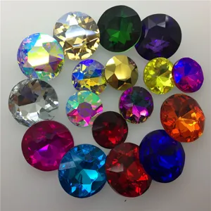 Colorful round glass rhinestones pointed back crystal diamonds for DIY bridal hair accessories garment decor