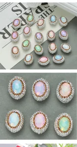Cuentas ovaladas de arcilla con estrás accesorios de joyería DIY para cadenas de bolsos.