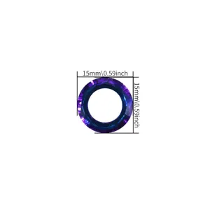 Purple glass angel ring rhinestone nail art DIY pendant clothing accessory 15mm size