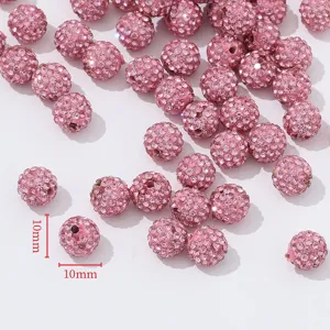 10mm Rosa Strass Ton Perlen Doppeloch Shamballa Perlen für DIY Armband Halskette Schmuck