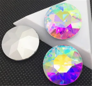 Round crystal rhinestones for DIY hair accessories, sparkling AB color and silver back.