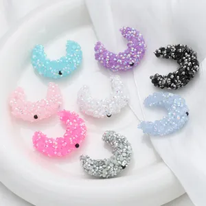DIY Crescent Moon Rhinestone Drill Ball Accessory Bag Chain Pendant Glass Jewelry Making Findings