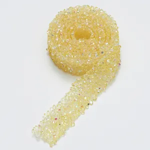 Yellow resin rhinestone ribbon trim sparkle crystal DIY sewing garment accessories roll