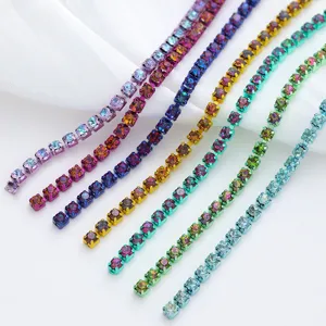Colorful rhinestone cup chain for DIY phone cases, garments and accessories decoration.