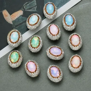 DIY Hecho a Mano Vidrio Huevo de Paloma Strass Colgante de Encanto de Princesa Occidental Accesorios de Joyería de Moda Cuentas Sueltas