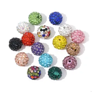 Bunte Ton Strass Shamballa Perlen mit besetzten Kristallen Runde Lose Perlen für DIY Armband Halskette Schmuckherstellung Zubehör