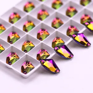 Axe shaped flat back glass sew on rhinestones colorful DIY garment dance costume accessories