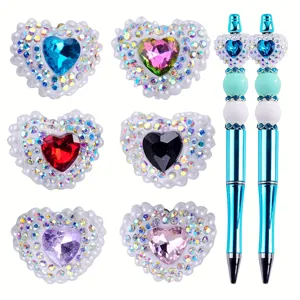 DIY Herz Strass Kristall Knöpfe und Perlen Kugelschreiber Basteln Zubehör Set Hauptbild