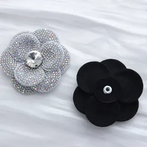 Exquisite sparkling camellia flower shoe clips rhinestone DIY handmade accessories