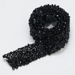 Black resin rhinestone strip self adhesive crystal drill ribbon for garments bags DIY crafts supplies