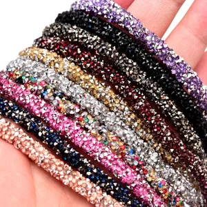 6mm tubo strass resina corda cristallo cava accessorio DIY materiale artigianato