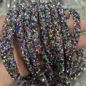 6mm tubo di strass in resina corda di cristallo AB flessibile brillante per bricolage