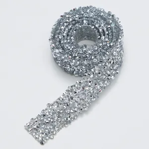 Self-adhesive resin rhinestone ribbon crystal diamond mesh trim for DIY crafts bags shoes.