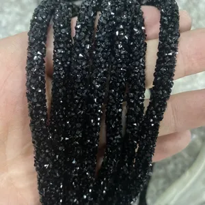 Tubo di strass in resina nera 6mm corda cava flessibile accessorio artigianale gioielli FAI DA TE