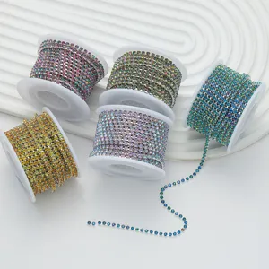 Colorful Gradient Rhinestone Claw Chain Glass Crystal Chain For Nail Art Decoration DIY Handcraft Jewelry Making
