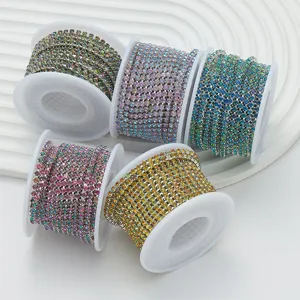 Colorful rhinestone claw chain rolls for DIY nail art and handmade jewelry decoration