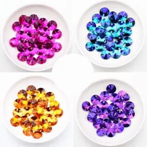 Glass sew on satellite crystal rhinestones flat back double hole DIY garments accessories