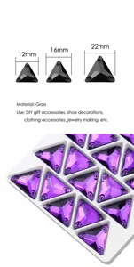Strass triangolari in vetro di alta qualità retro piatto cristalli da cucire per accessori scarpe