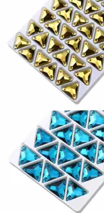 Strass triangolari piatti di alta qualita da cucire per accessori di abbigliamento DIY.