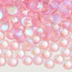 Pink flatback glass rhinestones SS30 6.5mm for DIY nail art, phone cases, and crafts decor.