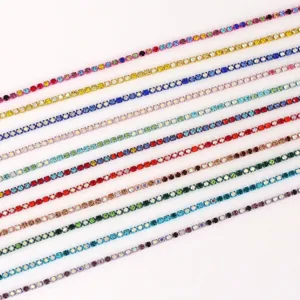 Cadenas de diamantes de imitación coloridas para manualidades DIY, accesorios brillantes.