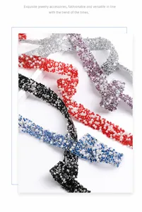 Resin diamond pearl trim DIY self-adhesive colorful crystal ribbon for craft decoration.