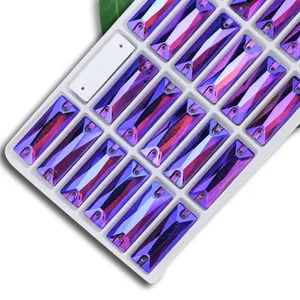 Colorful AB glass crystal sew-on rhinestones with dual holes for DIY crafts detail