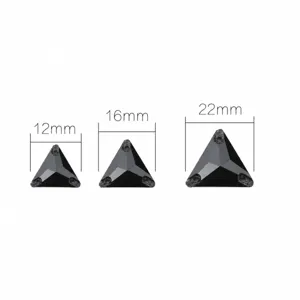 Strass da cucire triangolo cristalli 12mm 16mm 22mm nero retro piatto fai da te vestiti accessori