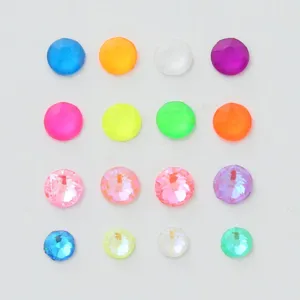 Round flatback fluorescent crystal rhinestones perfect for DIY phone case and nail art decorations.