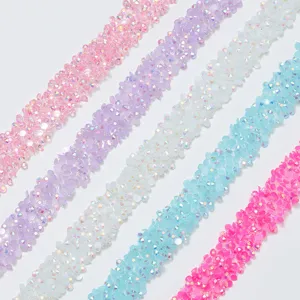 Colorful resin rhinestone trim strips DIY self-adhesive sparkling diamond ribbon rolls