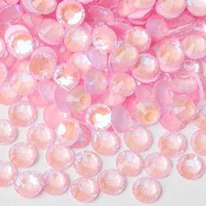 Pink AB flatback rhinestones for nail art DIY phone case and resin craft decoration.