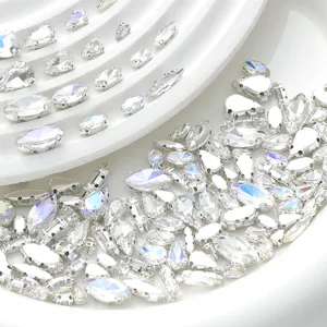 Clear crystal rhinestones flatback sew on gems multi shapes for DIY apparel decor supply