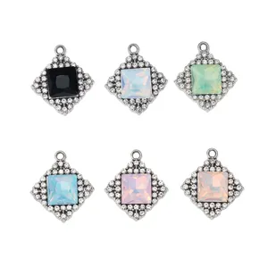 Vierkante strass legering hanger DIY sieraden accessoires set voor handwerk creaties.
