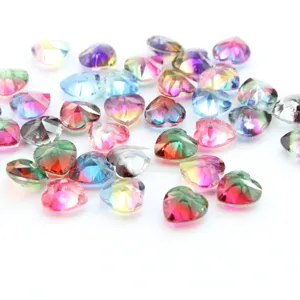 15mm Verloop Toermalijn Hart Glas Rhinestones Enkel Gat DIY Sieraden Hanger Accessoires