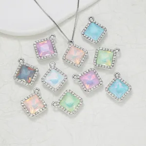 Vierkante Strass Bedels Glas Kristal Hangers Voor DIY Sieraden Maken Handgemaakte Accessoires