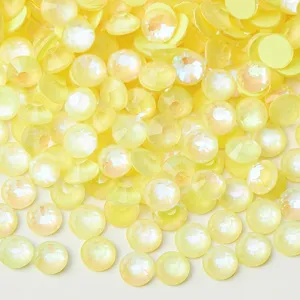 Yellow glass flatback rhinestones for DIY nail art and phone case decoration accessories sparkling crystals
