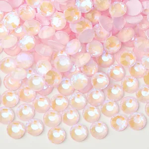 Pink AB flatback glass crystal rhinestones for nail art and DIY phone case decoration.