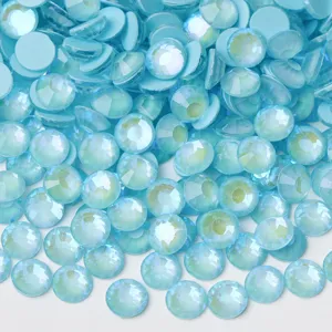 Light blue AB flatback rhinestones glass crystals for nail art DIY phone case decor