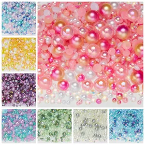Flat Back Resin Rhinestones And Half Round Pearls Mixed Color Set DIY Craft Accessories For Nail Art Phone Cases Shoes Clothes